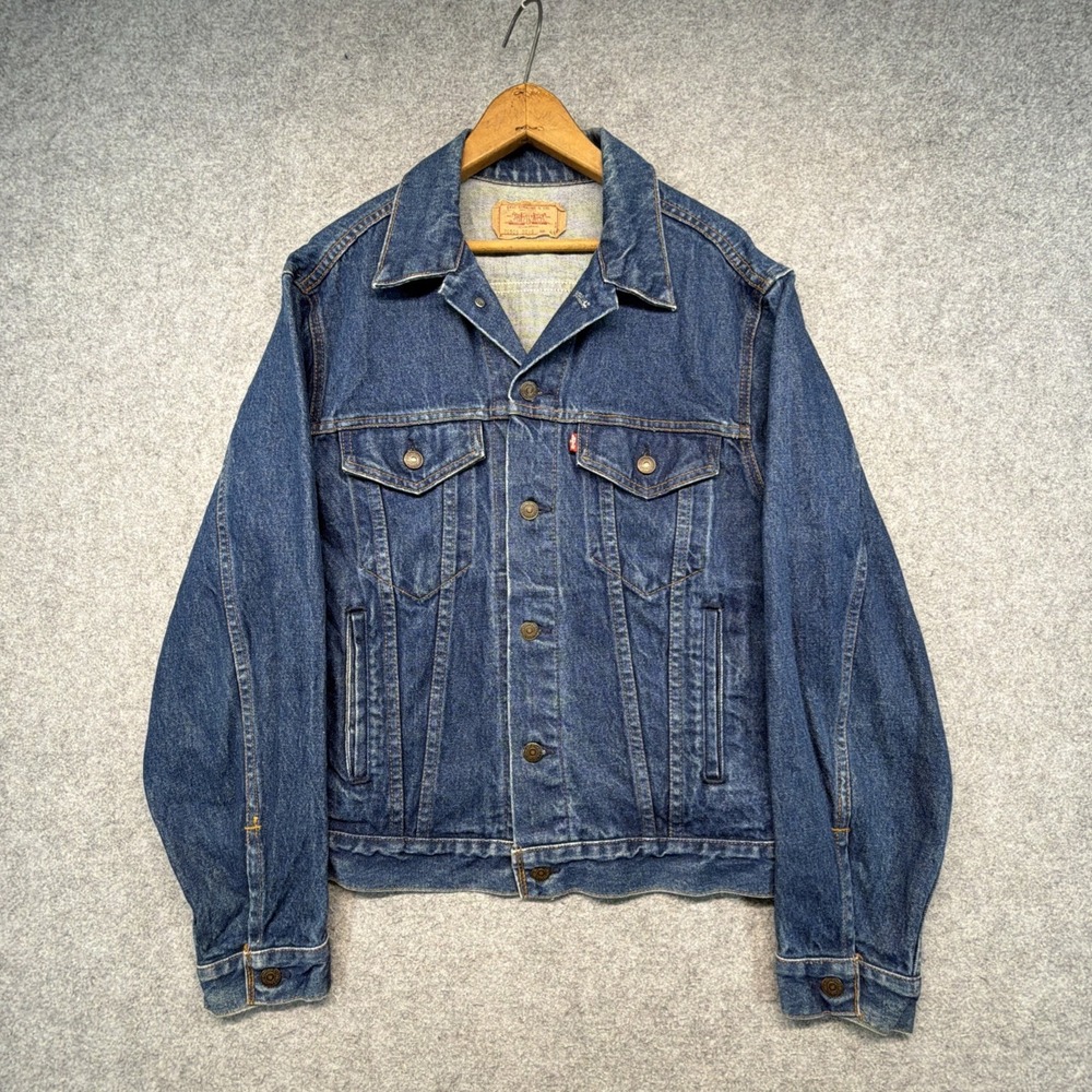 Vintage Levis 70506 0216 Denim Trucker Jacket 44 Dark Wash Made In USA 1987